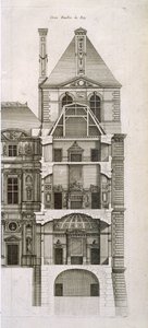 卢浮宫的国王馆，来自“弗朗索瓦建筑，或计划收集等”，VI-V，1727-28 作者 让·马里埃特